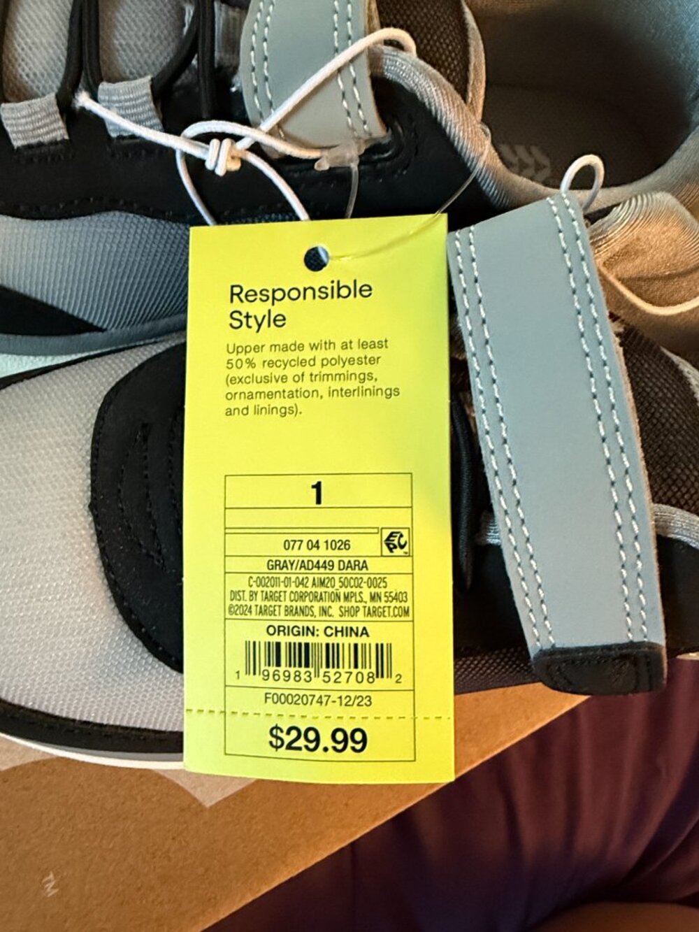 All in motion Kids Lightweight Grey and Black Athletic Sneakers NWT for school - Picture 4 of 7